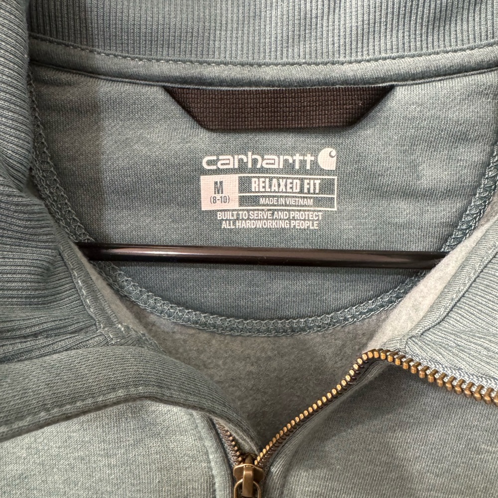 Carhartt women’s Teal Green Half-Zip Pullover Sweatshirt - Picture 4 of 4